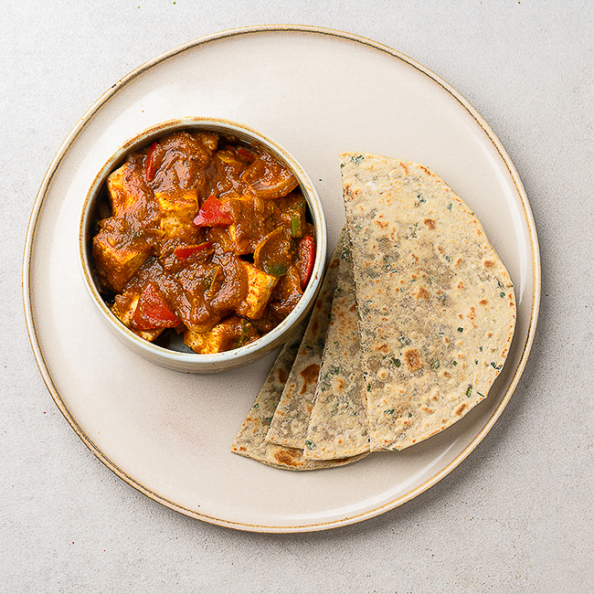 Kadhai Paneer With Pudhina Roti